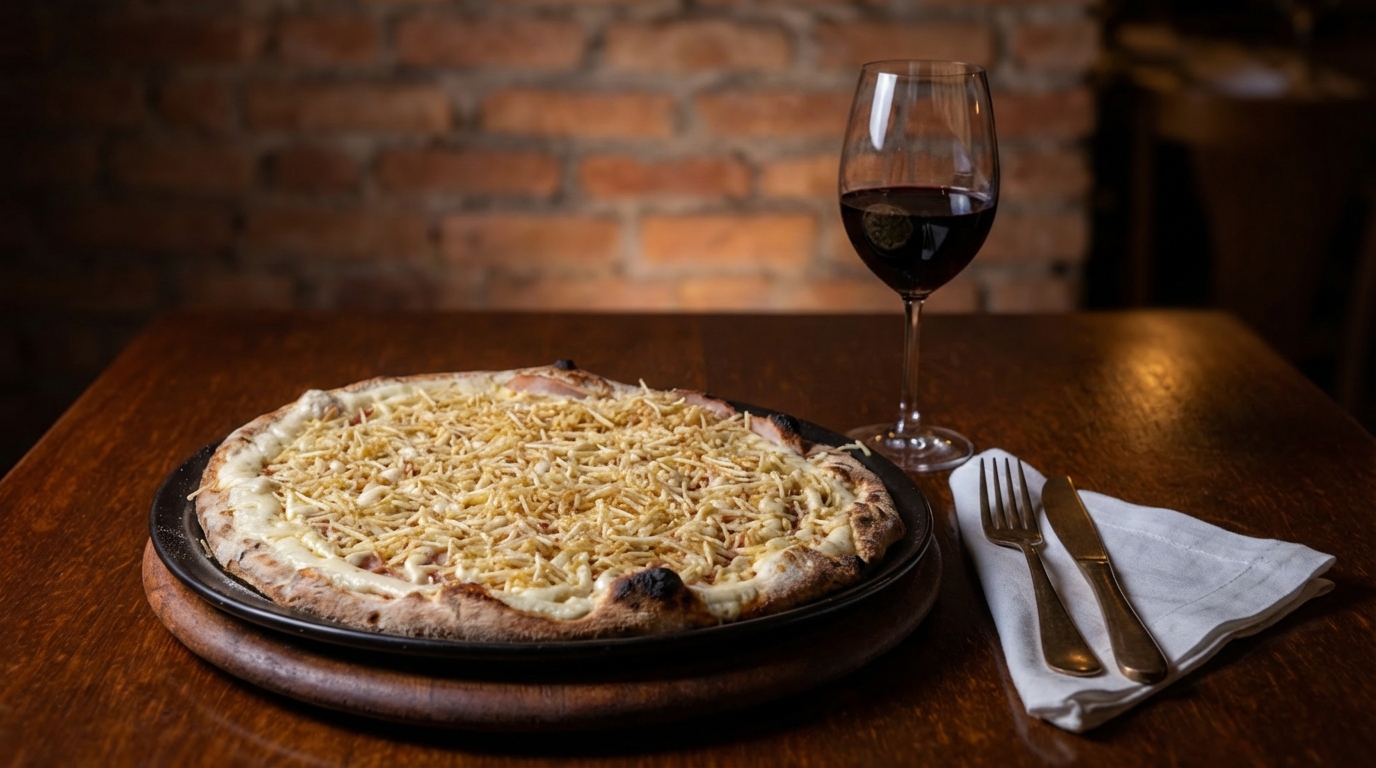 Pizza strogonoff artesanal da Atobá Pizzaria